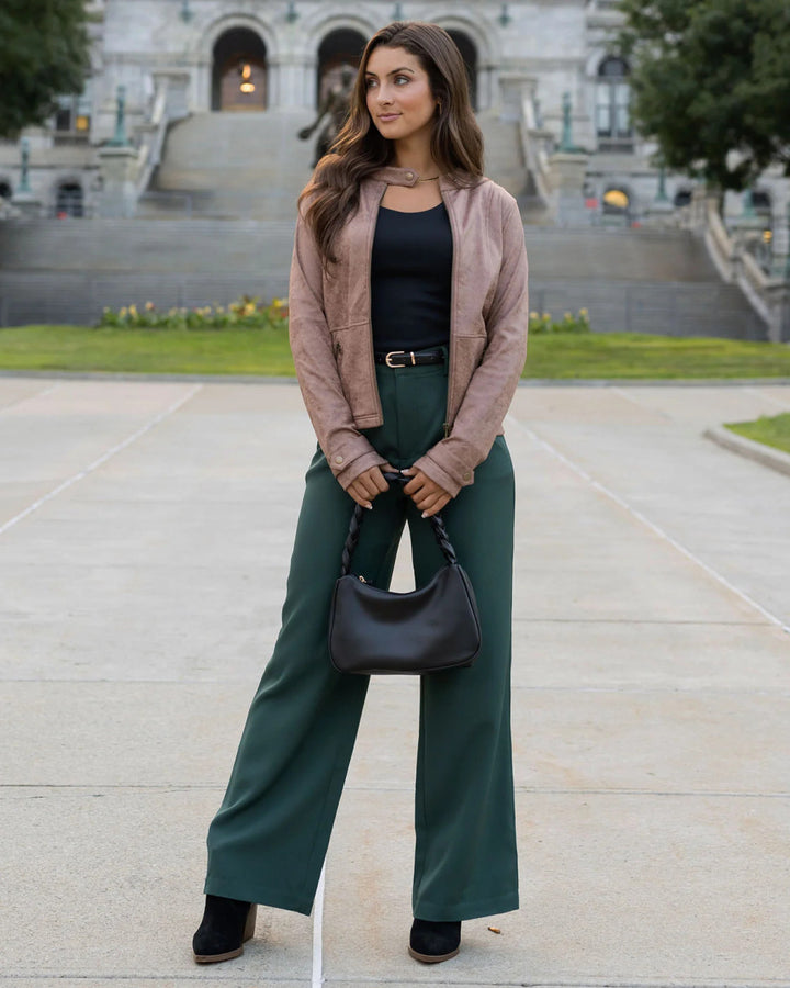 Grace and Lace- Pocketed Wide Leg Pants In Everest