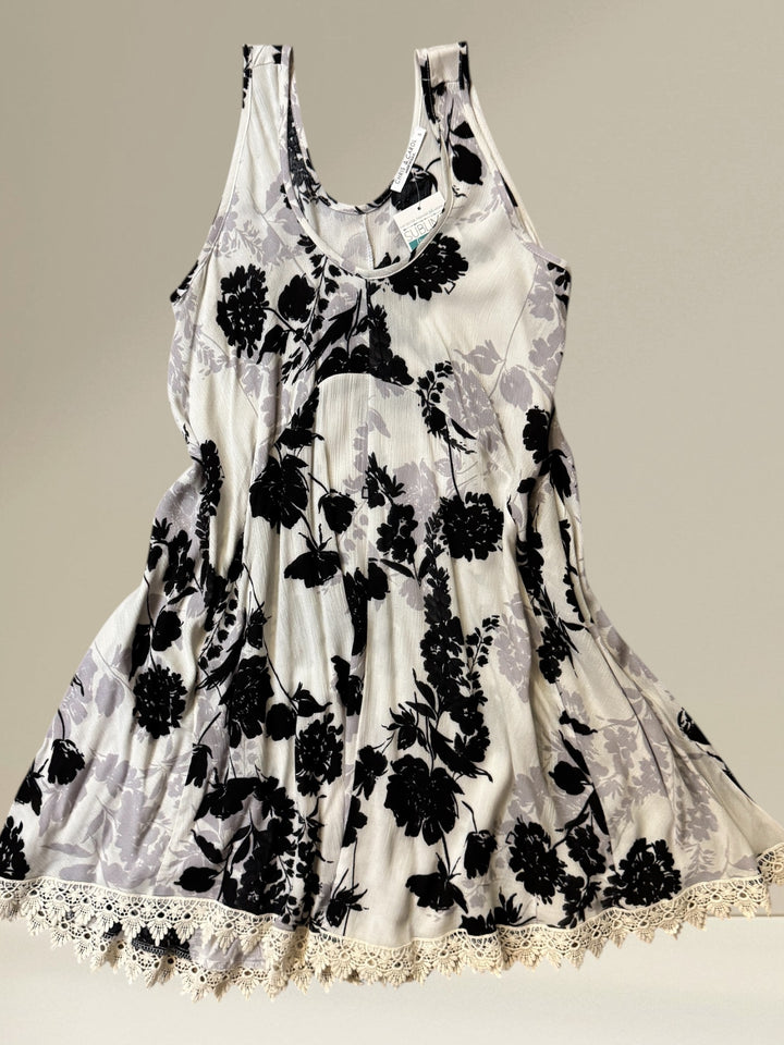 Midnight Garden Crochet Trimmed Dress