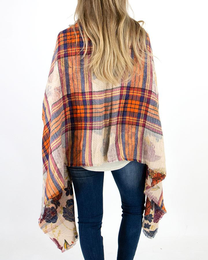 Grace and Lace Reversible Pocket Poncho - Harvest Floral