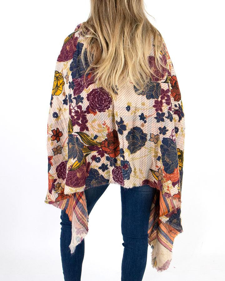 Grace and Lace Reversible Pocket Poncho - Harvest Floral