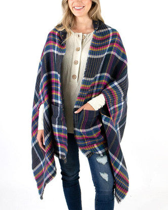 Grace and Lace Reversible Pocket Poncho - Midnight Dot