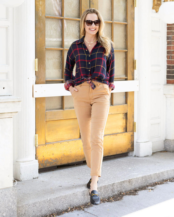 Grace and Lace- Reversible Plaid Shirt - Red/Navy Plaid