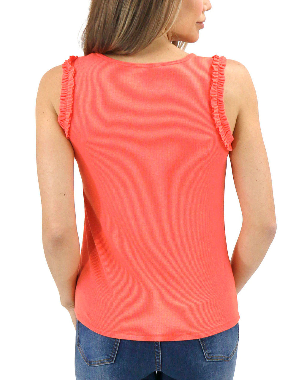 Grace and Lace- Ruffle & Ribbed Tank in Apricot