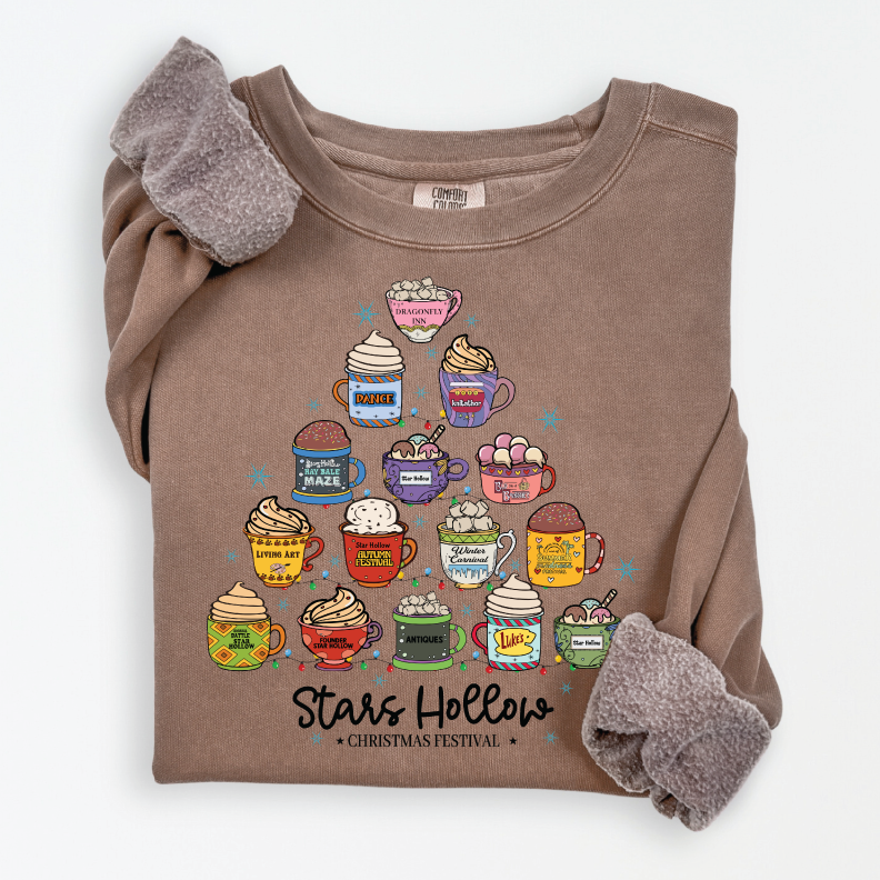 Pre-order ONLY! Gilmore Girls Christmas Coffee Tree Crew Sweatshirt - Available in several colors!