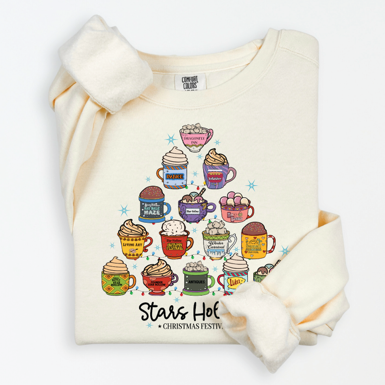 In stock! Gilmore Girls Christmas Coffee Tree Crew Sweatshirt - 2 colors!