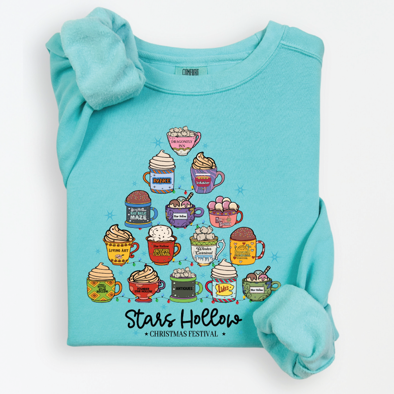 In stock! Gilmore Girls Christmas Coffee Tree Crew Sweatshirt - 2 colors!