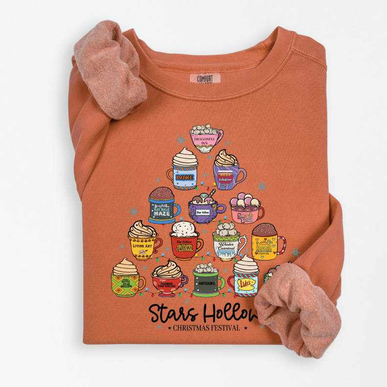 Pre-order ONLY! Gilmore Girls Christmas Coffee Tree Crew Sweatshirt - Available in several colors!