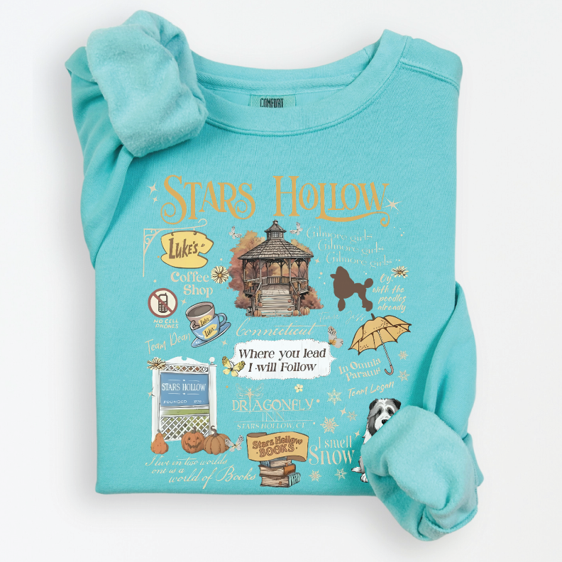 Pre-order ONLY! Gilmore Girls Everything Stars Hollow Crew Sweatshirt - Available in several colors!