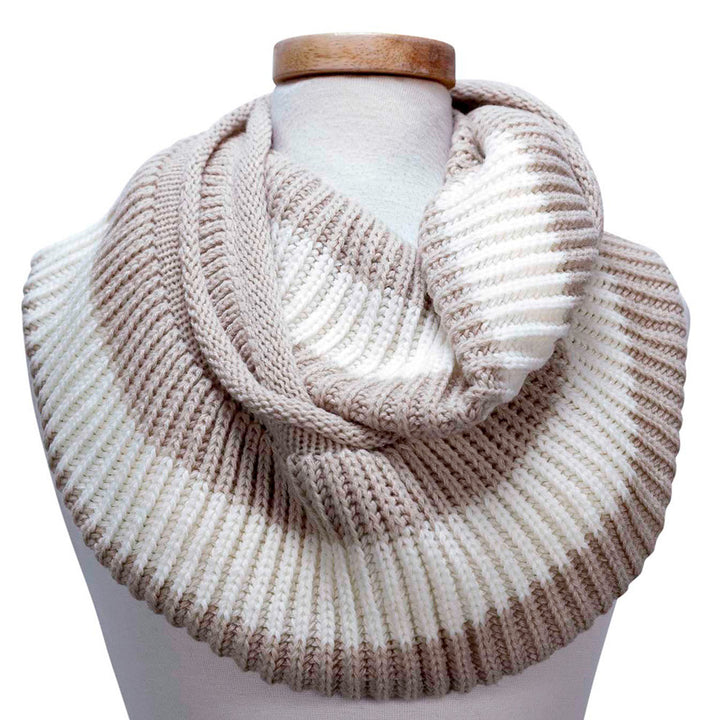 Tickled Pink Knit Winter Infinity Scarf -STN745-Beige