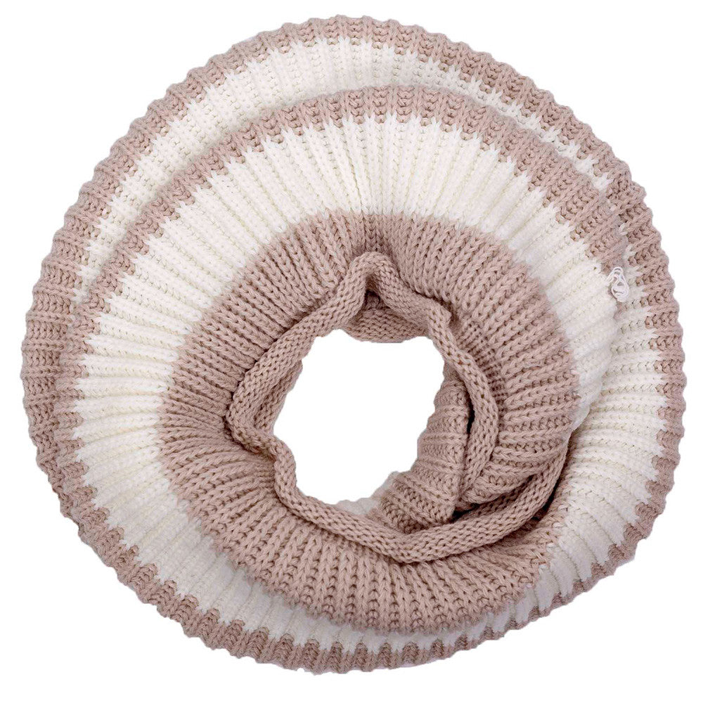 Tickled Pink Knit Winter Infinity Scarf -STN745-Beige