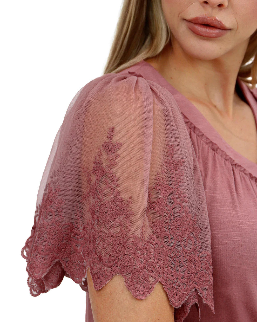 Grace and Lace- Sable Rose Dawn Lace Sleeve Top