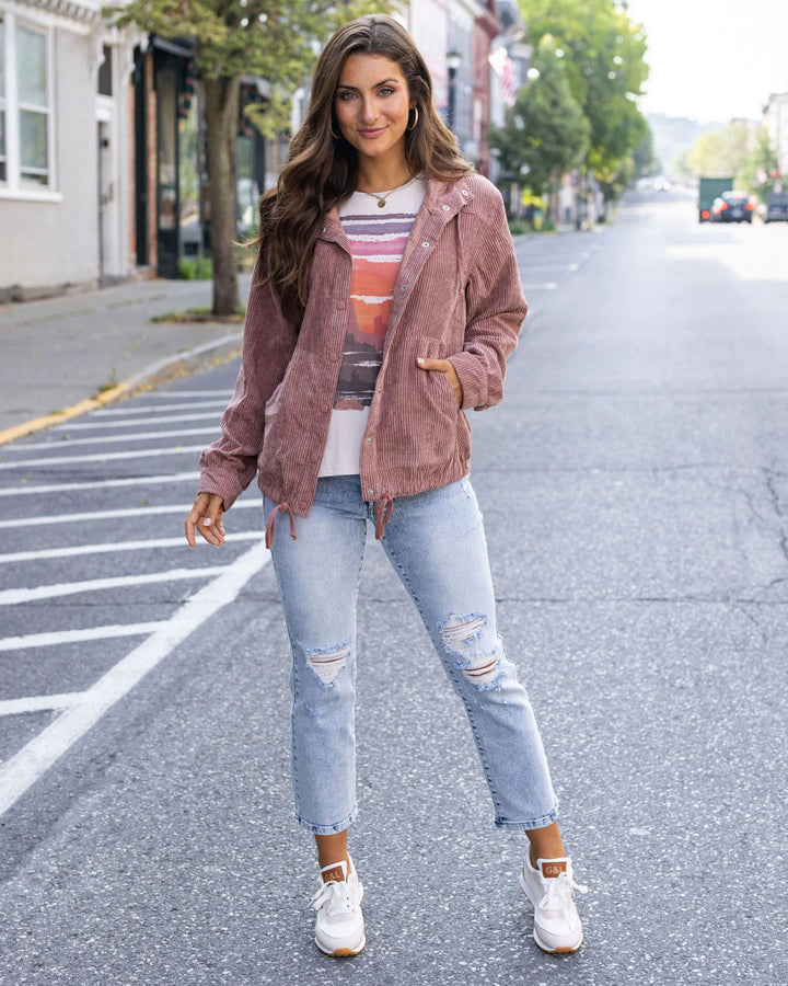 Grace and Lace- Sandhills Corduroy Jacket In Woodrose