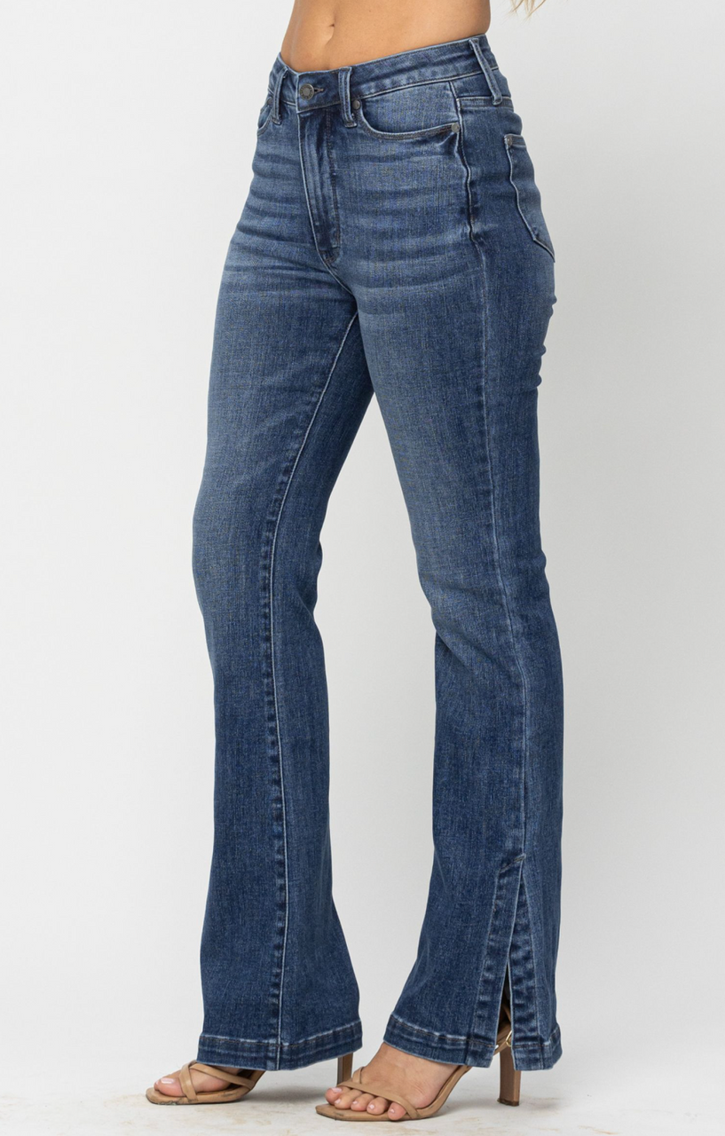 Judy Blue- High Waist Slim Boot With Slit- Plus Sizing