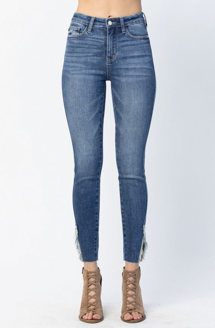 Judy Blue - Edinburg High Rise Split Hem Skinny- Regular Sizing