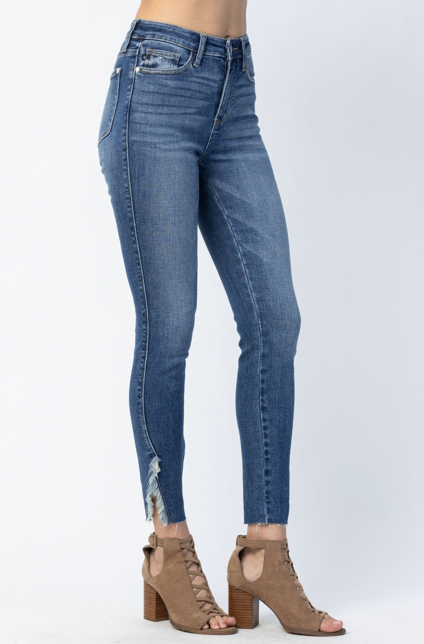 Judy Blue - Edinburg High Rise Split Hem Skinny- Regular Sizing