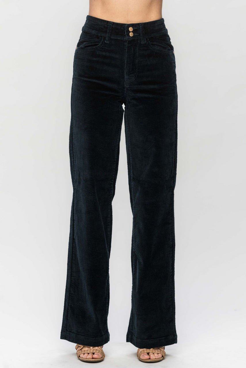 Judy Blue- High Waist Overdyed Corduroy Trouser Wide Leg- Regular Sizing