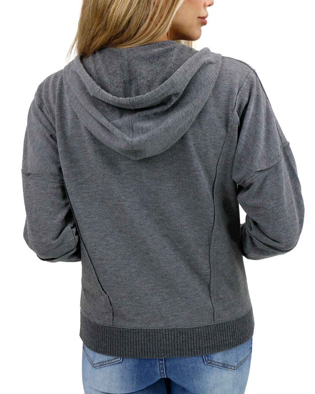 Grace and Lace- Signature Soft Heathered Charcoal Zip Up Hoodie