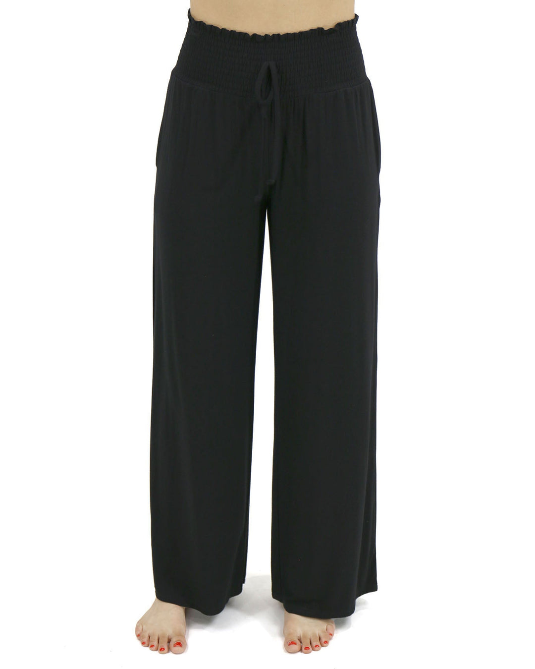 Grace and LaceSmocked Wide Leg Lounge Pants in Black