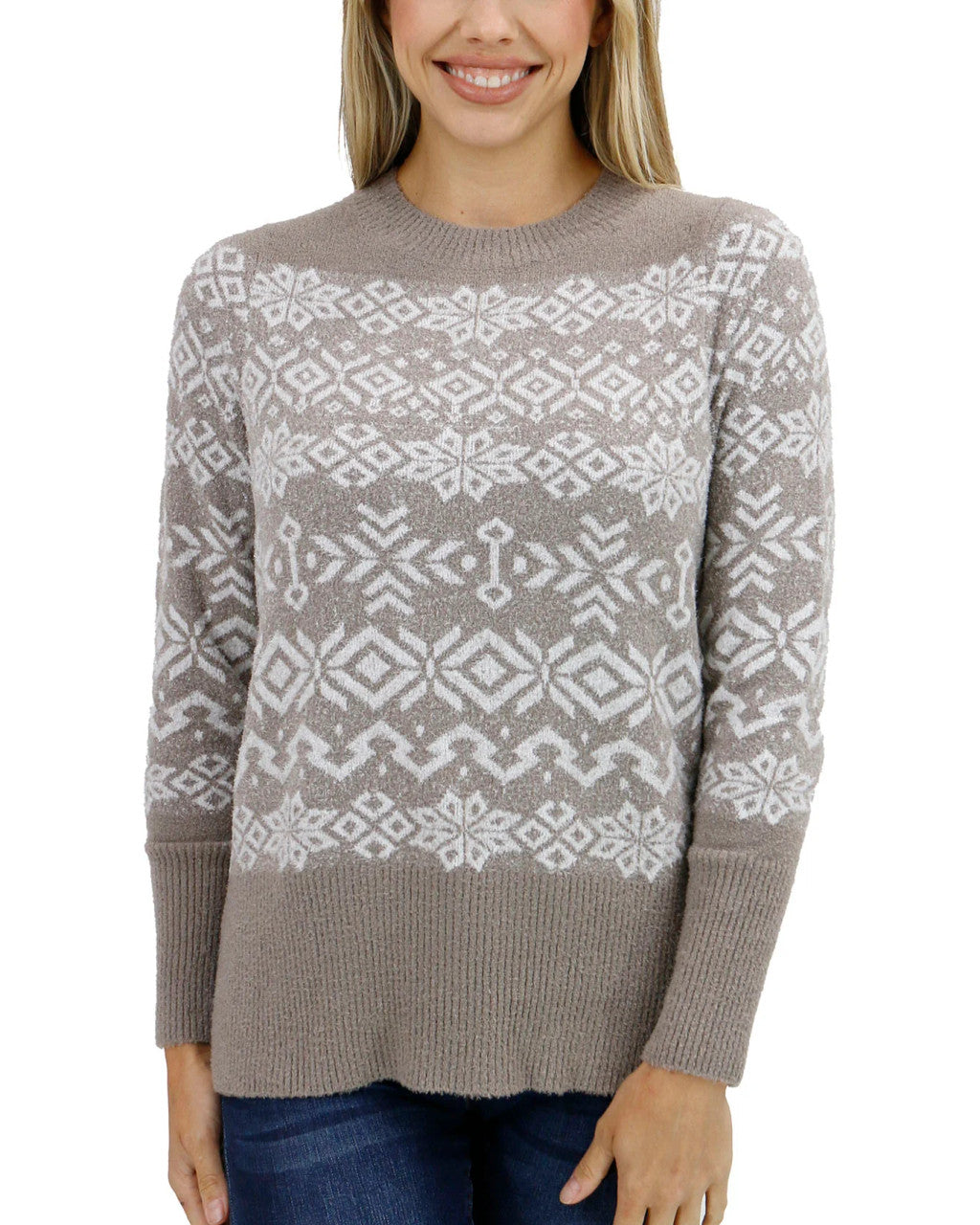 Grace and Lace- Bambü Snowflake Sweater In Ivory