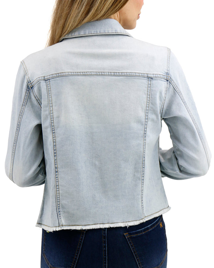 Grace and Lace Soft Wash Denim Jacket in Light-Wash