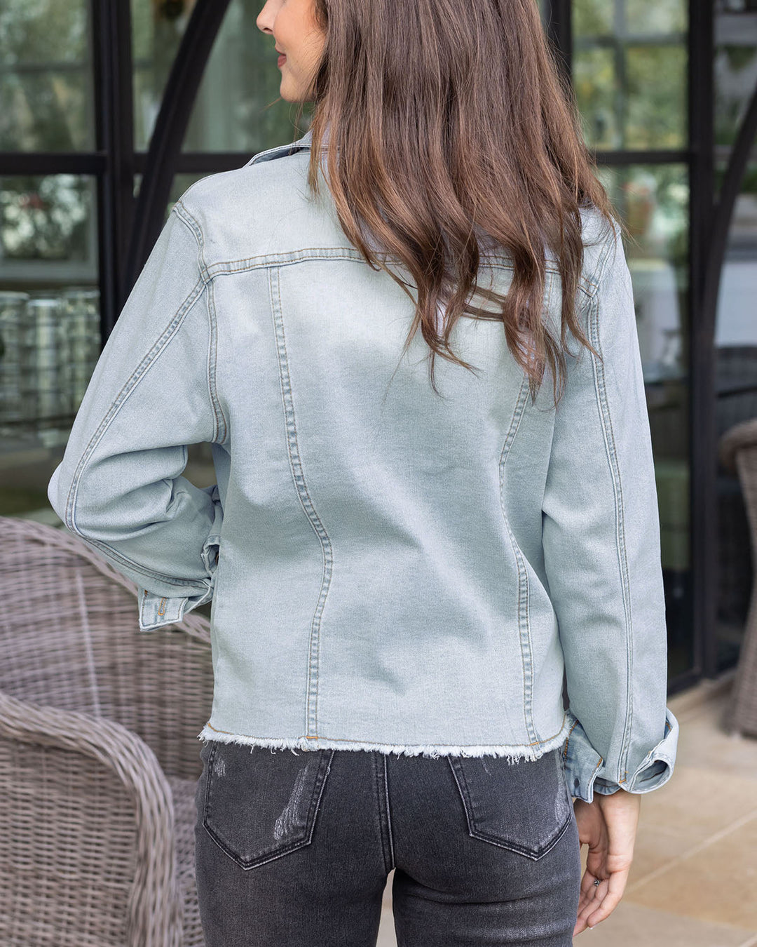 Grace and Lace Soft Wash Denim Jacket in Light-Wash