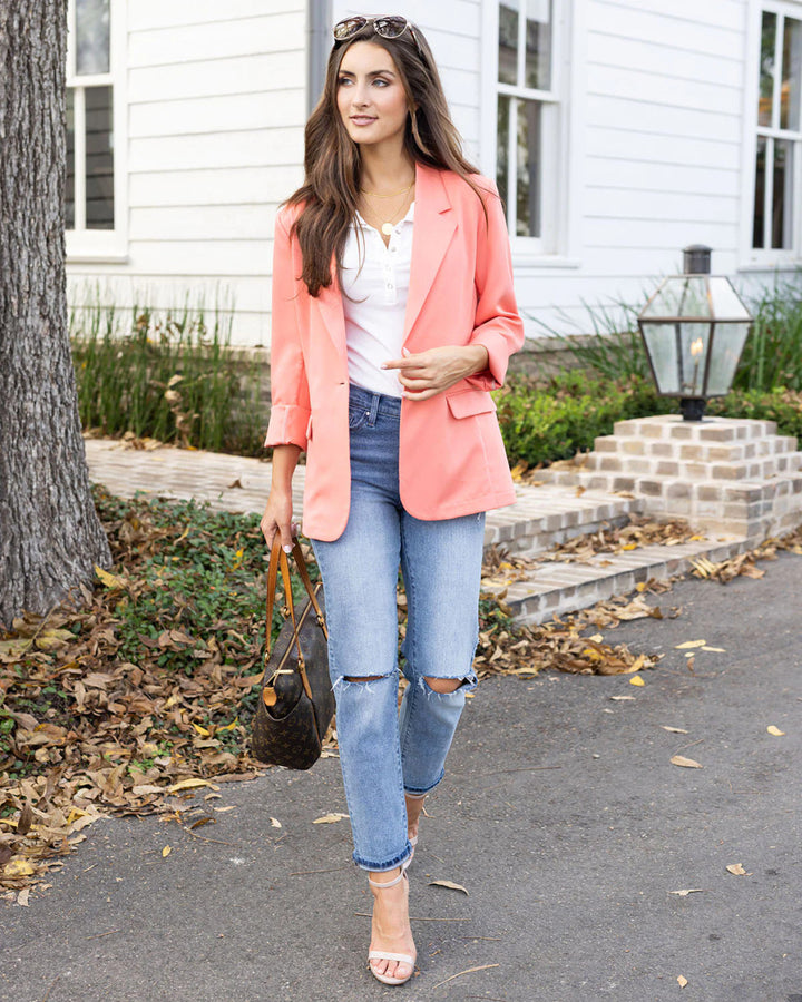 Grace and Lace Statement Blazer - Melon