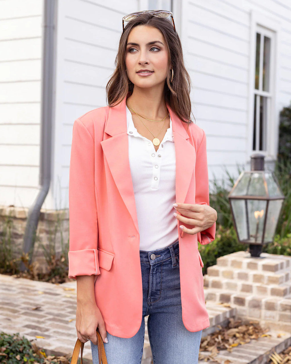 Grace and Lace Statement Blazer - Melon