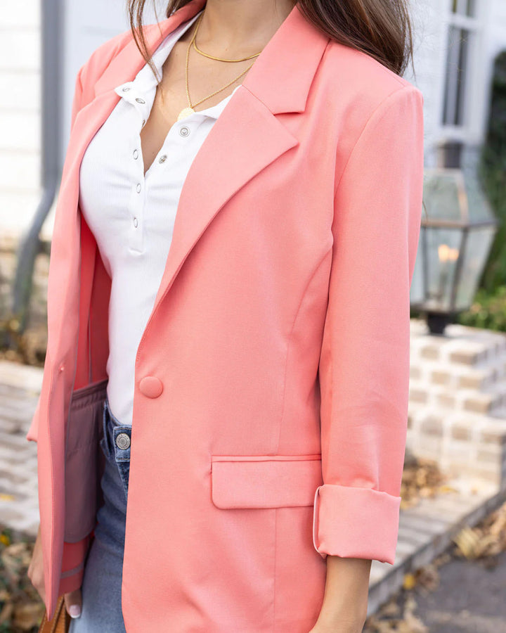 Grace and Lace Statement Blazer - Melon