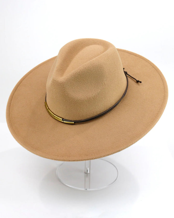 Grace and Lace- Wide Brim Felt Hat in Camel