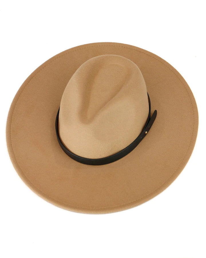 Grace and Lace- Wide Brim Felt Hat in Camel