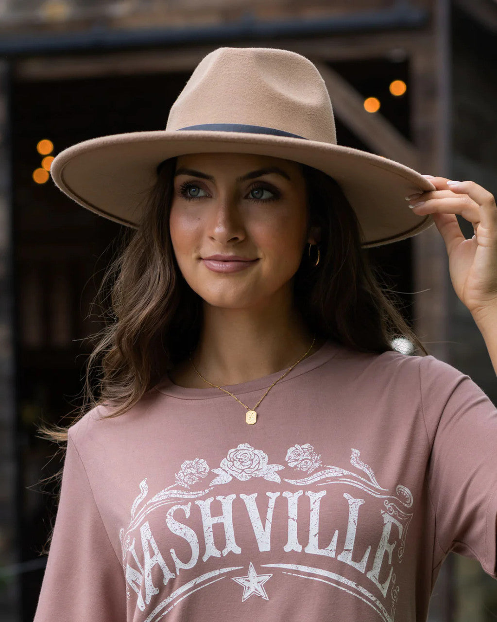 Grace and Lace- Wide Brim Felt Hat in Camel