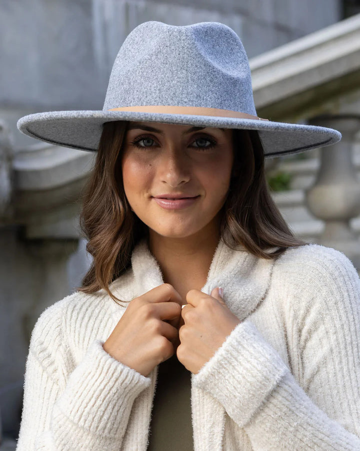 Grace and Lace- Wide Brim Felt Hat in Charcoal