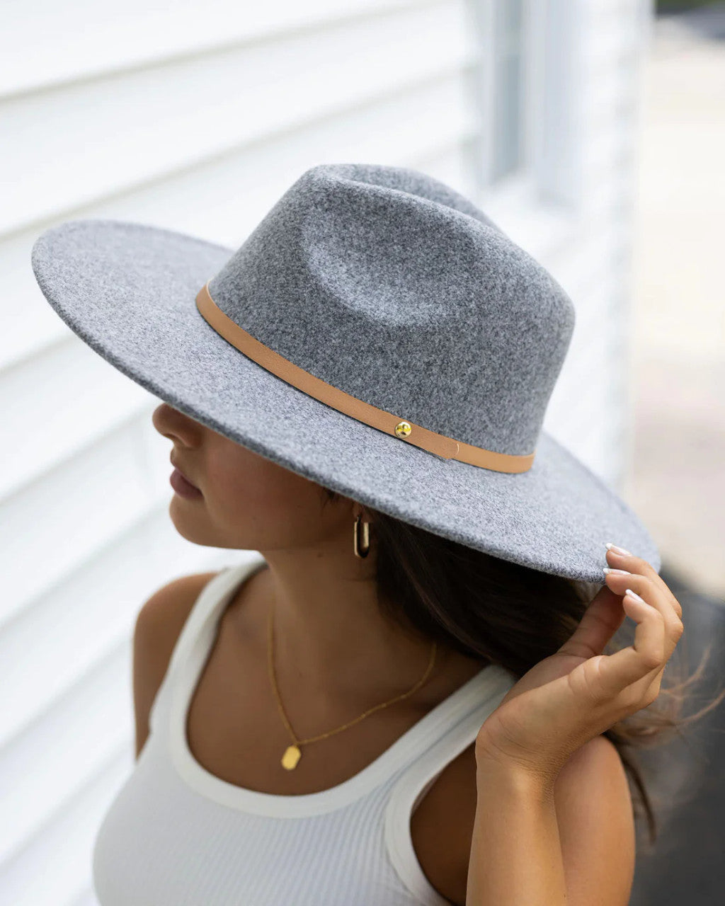 Grace and Lace- Wide Brim Felt Hat in Charcoal