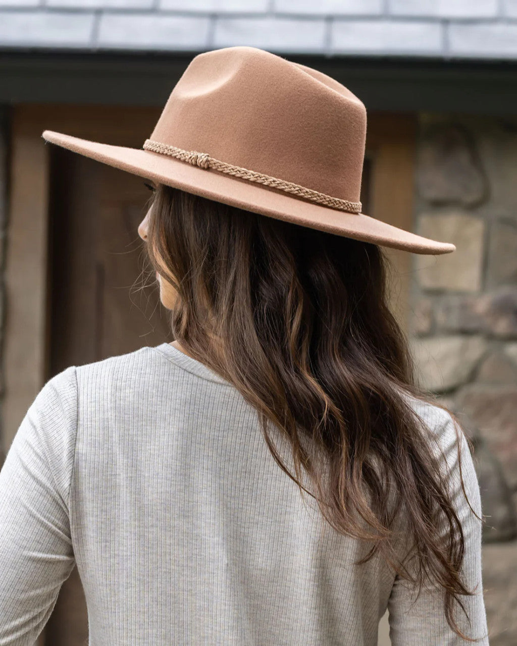 Grace and Lace- Wide Brim Felt Hat in Chestnut