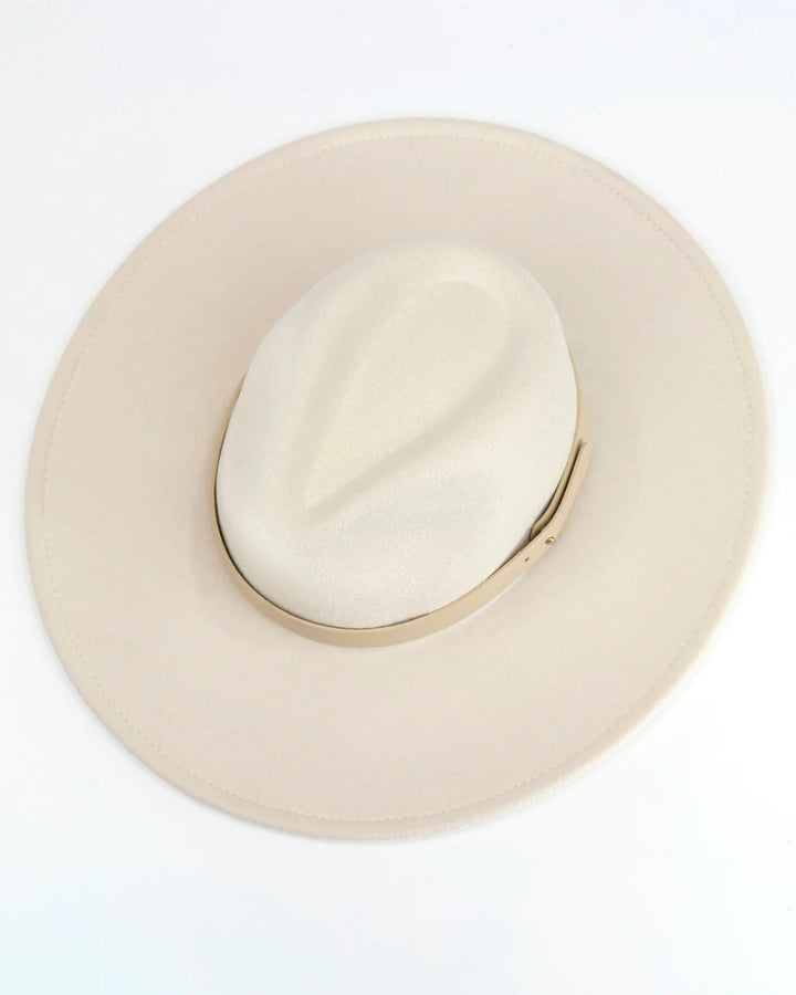 Grace and Lace- Wide Brim Felt Hat in Cream