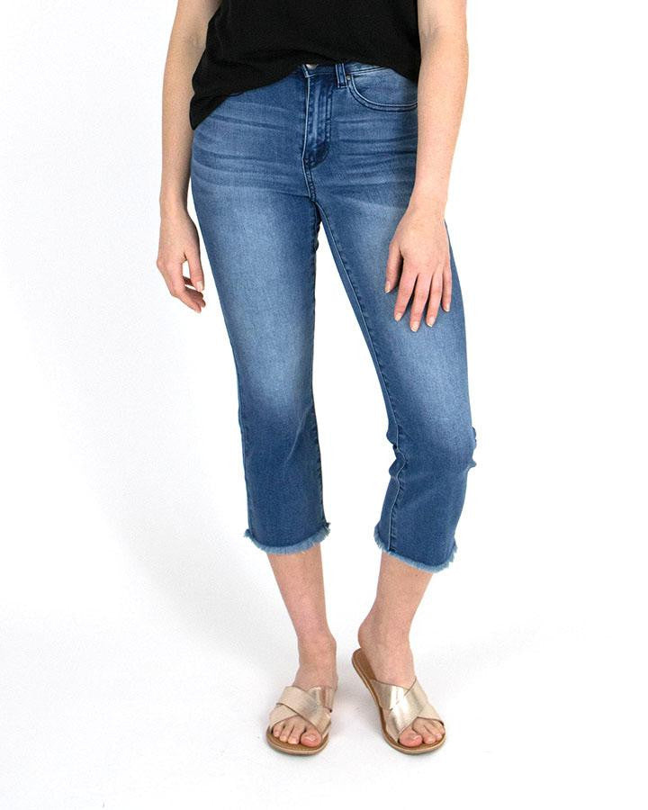 Grace and Lace Crop Flare Jeggings - Mid-Wash