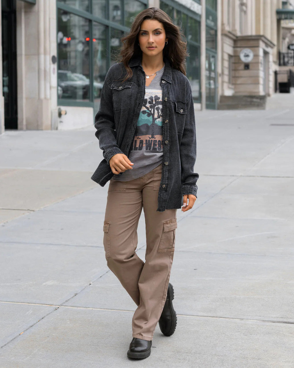 Grace and Lace- Sueded Twill Cargo Pants - Caribou