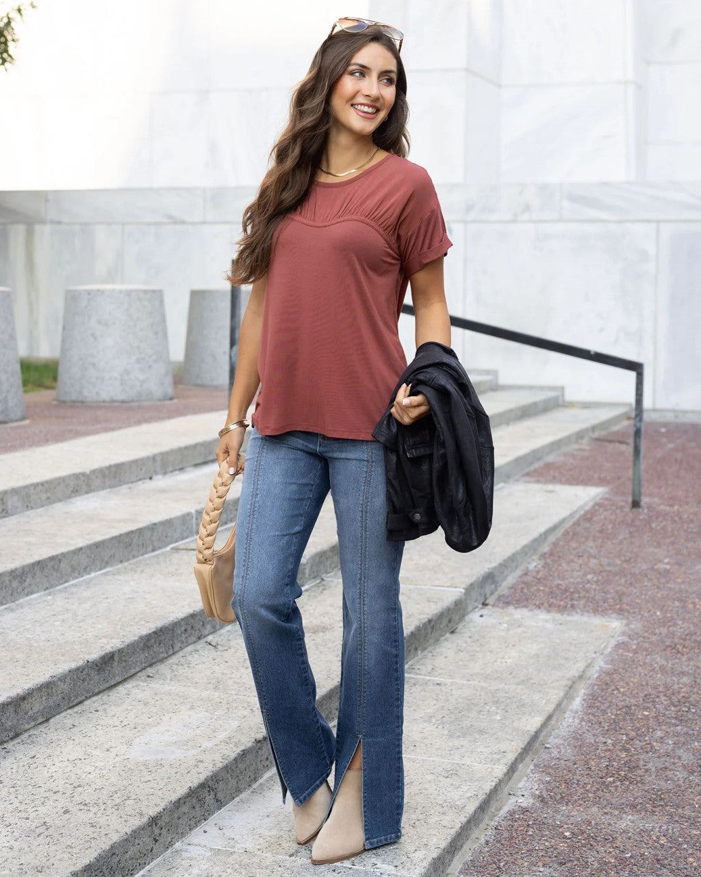 Grace and Lace- Sweetheart Tee In Adobe Red