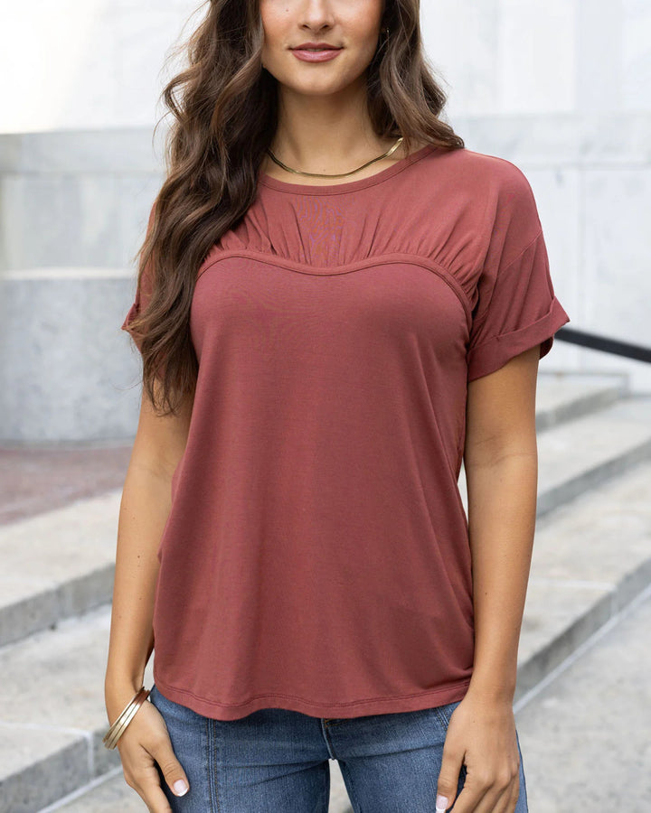 Grace and Lace- Sweetheart Tee In Adobe Red