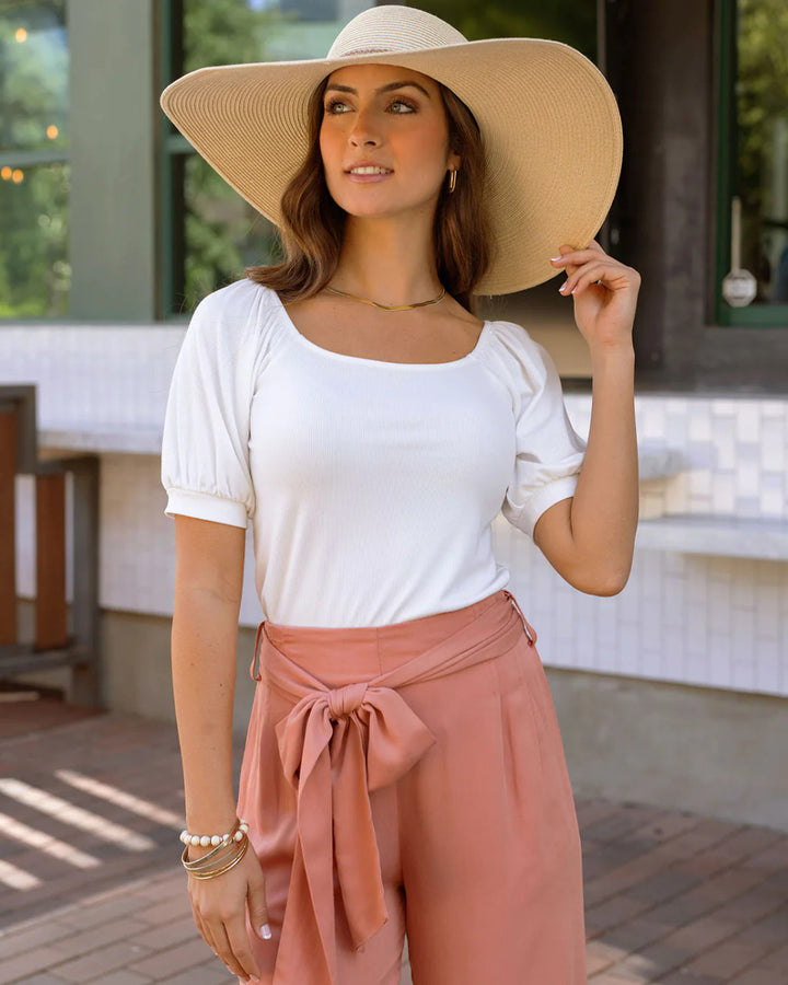 Grace and Lace -Ivory Sweet Ribbed Top