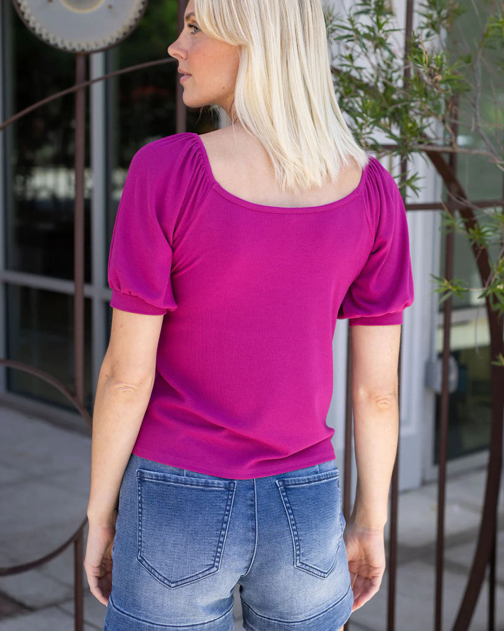 Grace and Lace -Magenta Sweet Ribbed Top