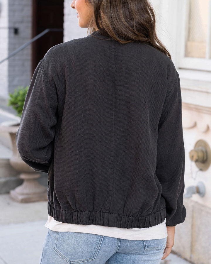 Grace and Lace- Tencel™ Lyocell Baseball Jacket - Washed Black