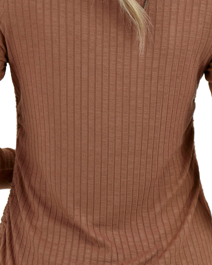 Grace and Lace Cinched Ribbed Cardi Top - Whiskey