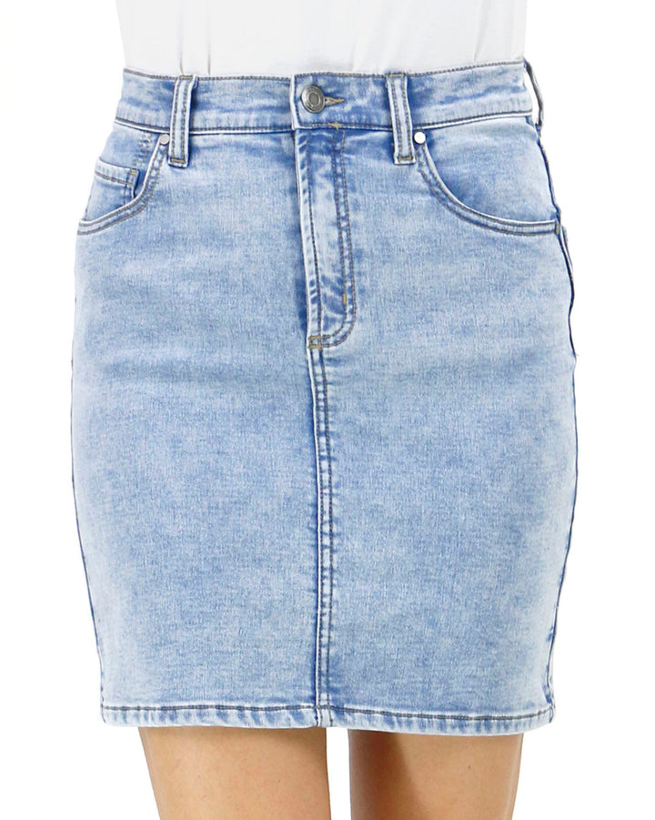 Grace and Lace Ultimate Mid-Wash Denim Skirt