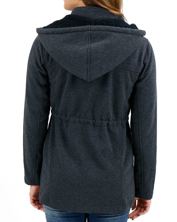 Grace and Lace Winter Utility Jacket with Hood - Dark Heathered Charcoal