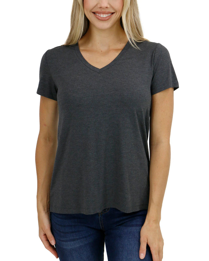 Grace and Lace- VIP Favorite Perfect Charcoal V-Neck Tee