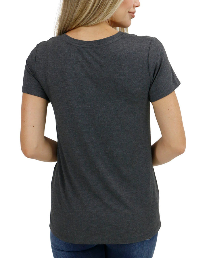 Grace and Lace- VIP Favorite Perfect Charcoal V-Neck Tee