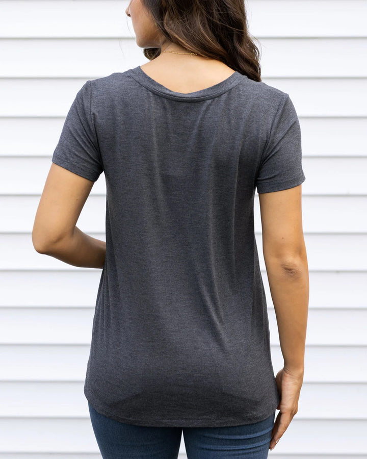 Grace and Lace- VIP Favorite Perfect Charcoal V-Neck Tee