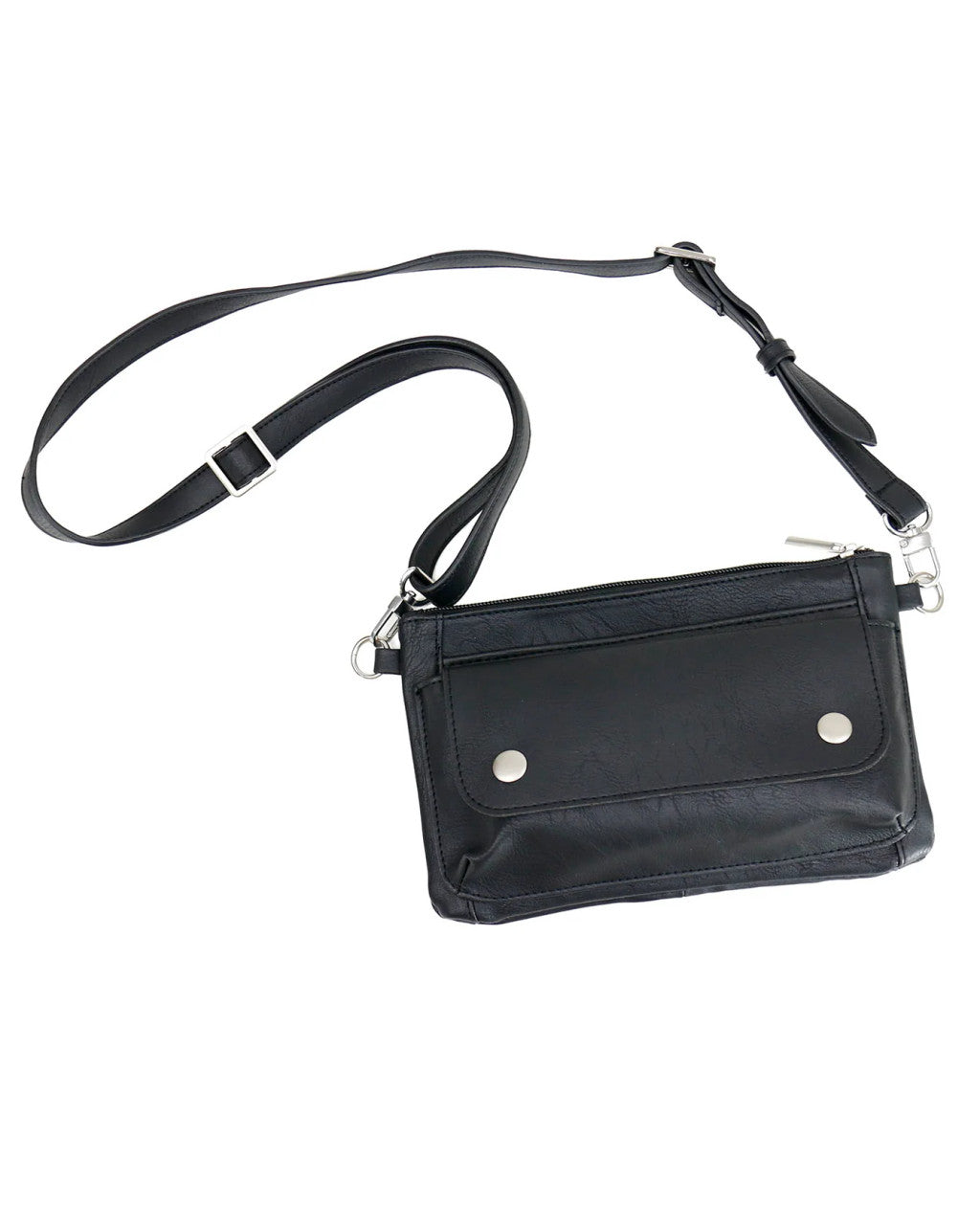 Grace and Lace- Vegan Leather Essentials Belt Bag in Black w/ Silver Hardware