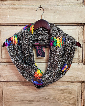 Tickled Pink Knit Infinity Winter Scarf - WIN749 -Navy/Multi